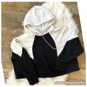 Black & White Adidas Cropped Hoodie